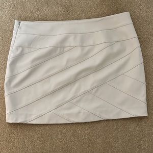 Cream Leather Look Skirt